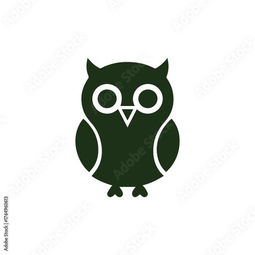 Silhouette Style Vector Owl Logo Icon – Minimalist Nocturnal Bird Emblem Design for Education Branding, Wisdom Symbols, Wildlife Themes, Bookstores, Night Creatures, and Smart Tech Logos