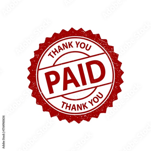 Red PAID Stamp with Thank You Border
