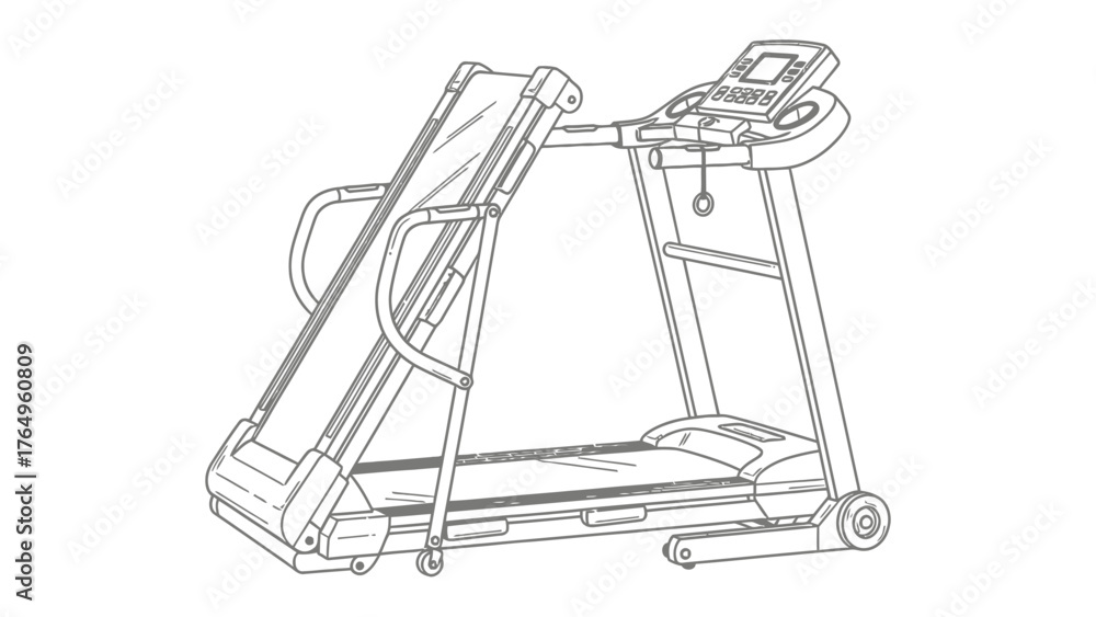 Obraz premium Treadmill: This sleek treadmill represents the intersection of technology and fitness, beckoning individuals to embark on a journey towards a healthier lifestyle.