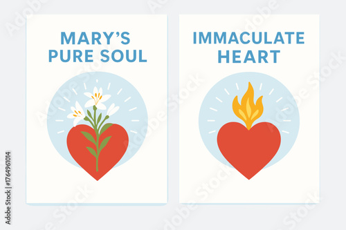 Immaculate Heart Banners. Immaculate Heart. Two vertical A6 banners with safe margins, centered composition, no elements touching edges, flat vector design,