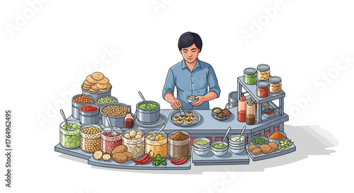 A man in traditional attire playing a sitar, a long-necked stringed instrument.