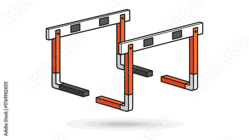 Athletic Hurdles: An illustration of two hurdles, a symbol of determination, training, and the pursuit of athletic goals. This image is ready to represent athletic endeavor, challenge.