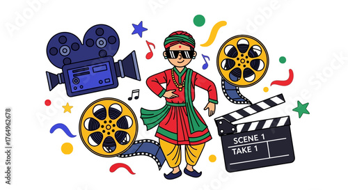 A man in traditional attire playing a sitar, a long-necked stringed instrument.