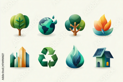 
Environmental conservation and eco-friendly icons