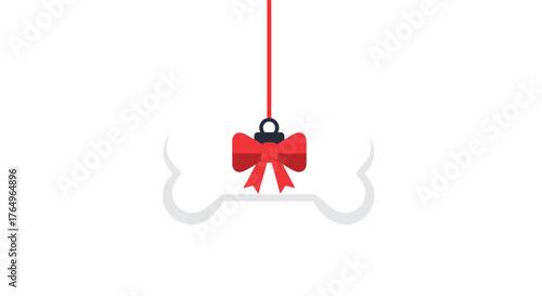 Festive dog bone ornament with red bow, a charming holiday decoration perfect for pet lovers and seasonal celebrations, adding a touch of playful cheer to any festive display or gift.