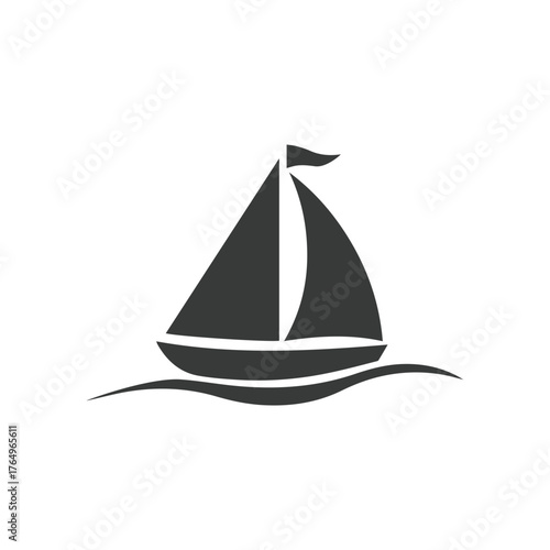 Silhouette Style Vector Sailing Boat Logo Icon – Minimalist Nautical Emblem Design for Marine Branding, Travel Agencies, Yacht Clubs, Adventure Logos, Ocean Themes, and Coastal Businesses