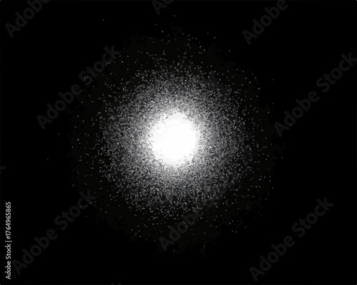 Uma representação abstrata de luz brilhante e partículas cintilantes em um fundo escuro, evocando mistério e energia.