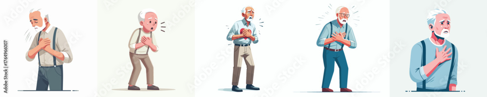 Fototapeta premium vector of a grandfather holding his chest in pain