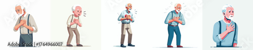 vector of a grandfather holding his chest in pain