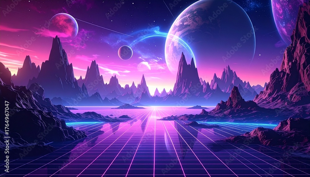 Fototapeta premium fantasy landscape with moon and stars