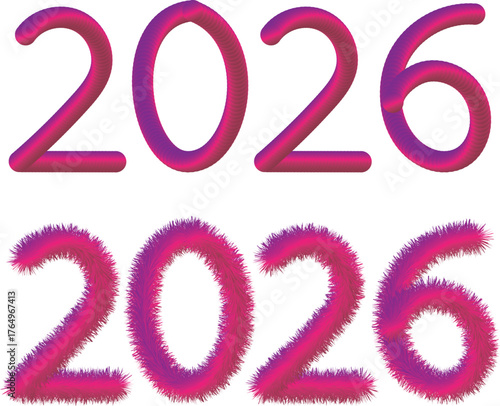 Vibrant 2026 Typography Design — Modern Gradient and Furry Text Effect for New Year Celebration