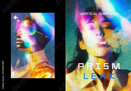 Prism Leak Poster Photo Effect Mockup