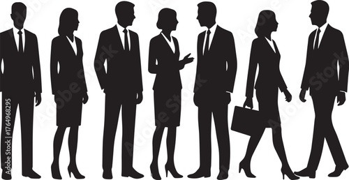 Business Team Silhouettes in Corporate Environment