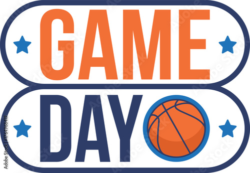 Game Day. Basketball playoff in March. Super sport party in United States. Final games of season tournament. Professional team championship. Ball for basketball. Sport poster. Vector