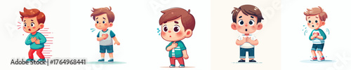 vector little boy surprised expression holding chest