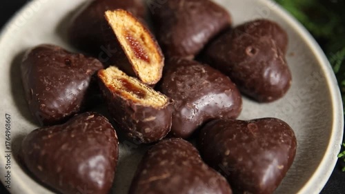 Wallpaper Mural Gingerbread chocolate heart shaped honey cakes Christmas sweet dessert new year natural product tasty snack fresh delicious gourmet food background on the table rustic top view copy space Torontodigital.ca