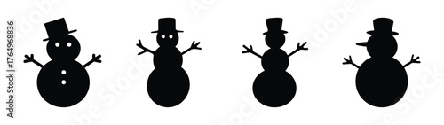 Four distinct snowman silhouettes ideal for winter holiday designs festive christmas season characters cheerful decorations graphic element