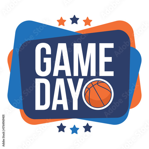 Game Day. Basketball playoff in March. Super sport party in United States. Final games of season tournament. Professional team championship. Ball for basketball. Sport poster. Vector