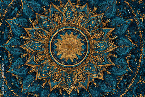 
Mandala pattern with intricate symmetrical details