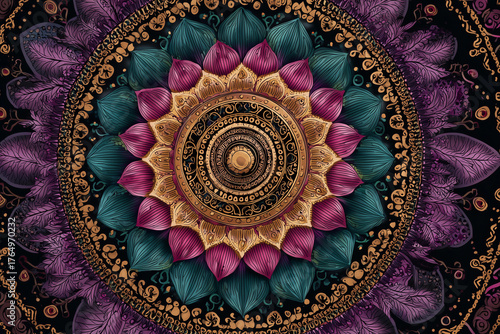 
Mandala pattern with intricate symmetrical details