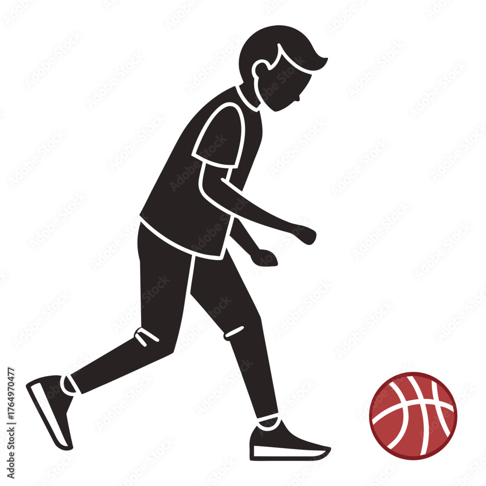 Fototapeta premium Boy playing basketball