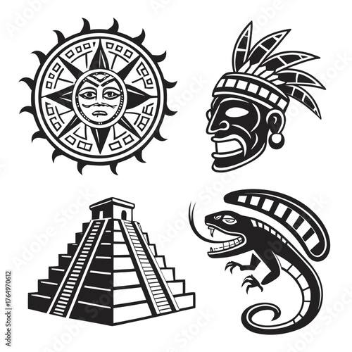 Aztec and mayan civilization symbols