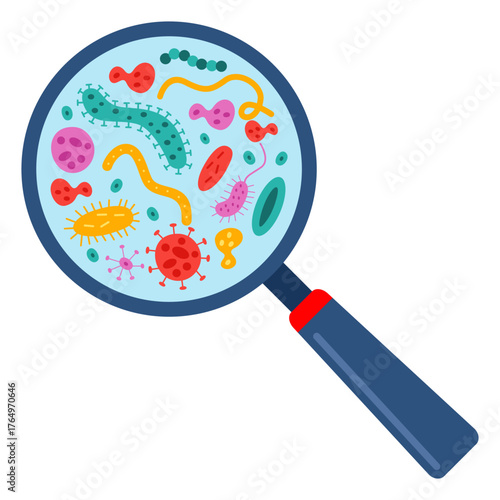 Search Bacteria Icon Flat Color Style