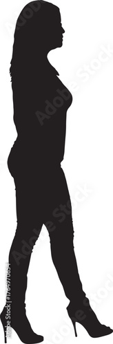 vector,silhouette of  side view of a woman walking