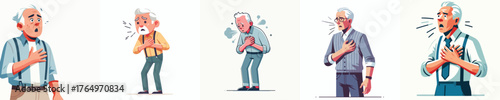 vector of a grandfather holding his chest in pain