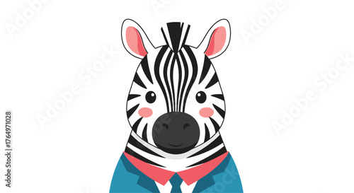 Cartoon Zebra in a Blue Jacket Illustration.