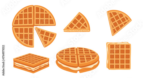 Delicious Waffle Assortment - Round, Square, and Filled Treats.