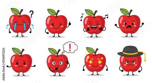 Apple Emotions - A Collection of Expressive Fruit Characters.