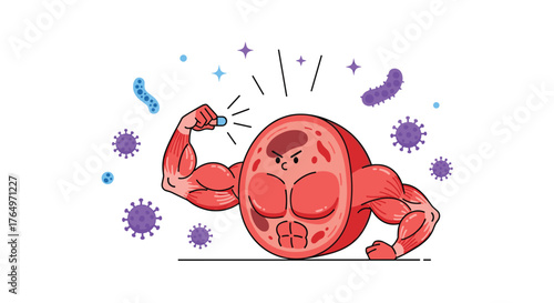 Strong Immune Cell Defending Against Viruses and Bacteria.