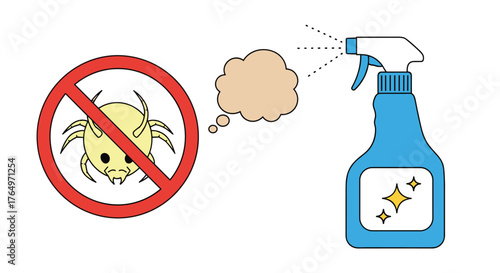 Pest Control Illustration - Spraying Away Unwanted Bugs.