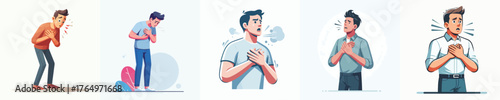 vector of a man holding his chest in pain