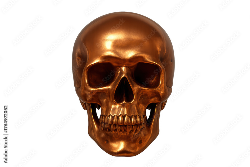 Fototapeta premium Bronze human skull representing death or mortality concept