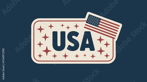 A graphic design featuring the usa text with stars and an american flag on a blue background