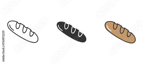 Various Bread Loaf and Bun Outline Icons