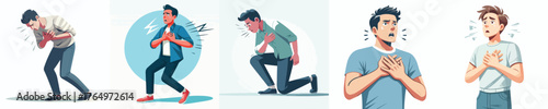 vector of a man holding his chest in pain