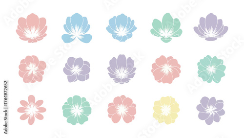 Elegant Flower Collection: A stunning collection of exquisite, hand-drawn flower illustrations, each possessing unique designs and a soft, pastel palette.