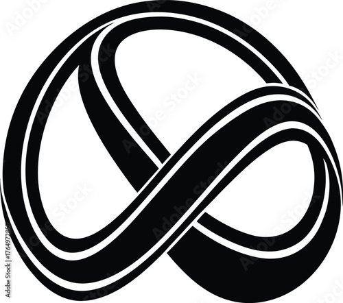 Vector art of abstract infinity symbol in black and white