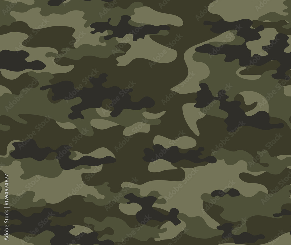 Fototapeta premium Khaki camouflage pattern, military seamless background, hunting print