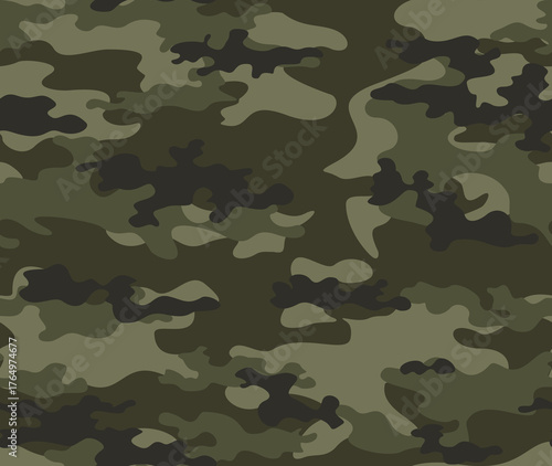 Khaki camouflage pattern, military seamless background, hunting print