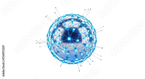 Abstract digital network sphere with interconnected glowing nodes