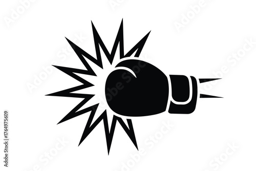 Vector art of black boxing glove punching silhouette style illustration