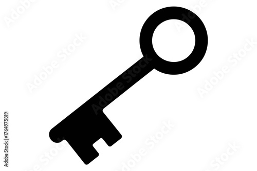 Vector art of black silhouette of a key, symbol of access and security