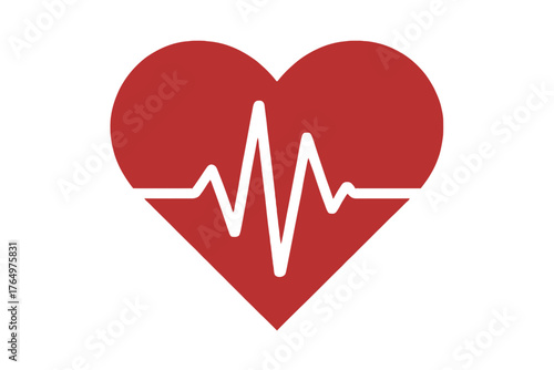 Vector art of red heart with heartbeat line, representing health and vitality