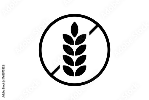 Vector art of black gluten free symbol, a sign for dietary restriction