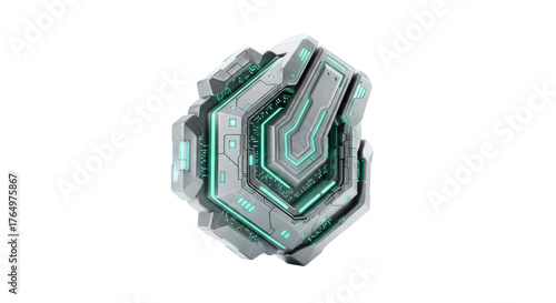 Futuristic digital geometric object modern technology abstract design element