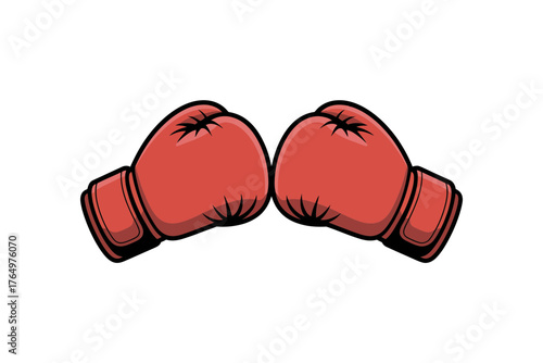 Vector art of two red boxing gloves facing each other, sport and recreation